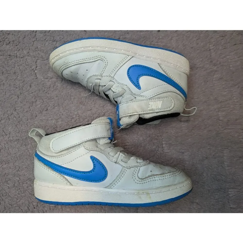 Youth Nike Court Borough Mid White/Blue (CD7784-012) - Size 10C